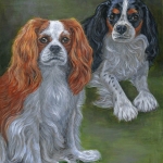 Harry and Georgie, custom pet portraits of Two King Charles Cavalier Spaniels by Hope Lane