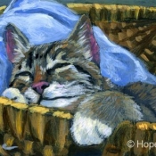 Sleeping Kitty, Tabby Cat Painting by Hope Lane