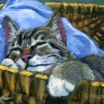 Sleeping Kitty, Tabby Cat Painting by Hope Lane