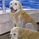Bailey and Rocky, custom pet portraits of two yellow labs by Hope Lane