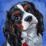 Ruby, custom pet portrait of a King Charles Cavalier Spaniel by Hope Lane