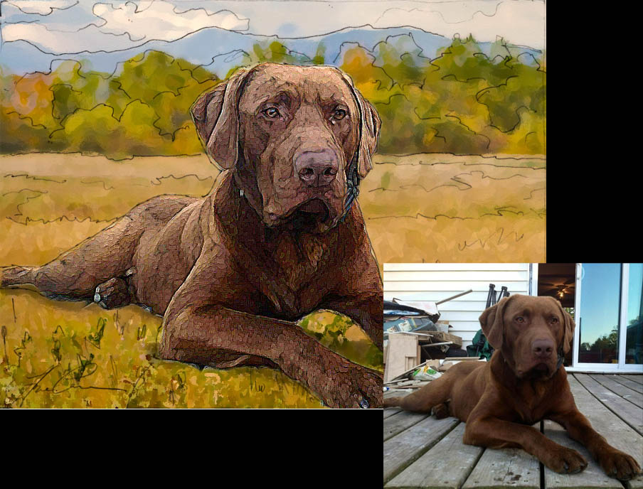 Wedding Gift Painting of a Chocolate Lab