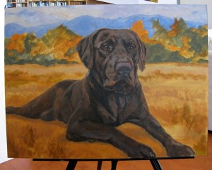 Chocolate Lab Painting in Progress by Hope Lane