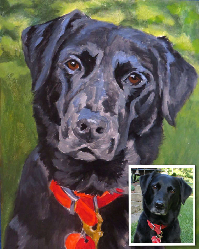 Painting A Black Dog From A Dark Photo