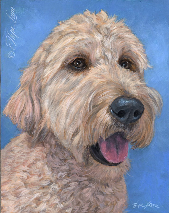 Completed Painting of a Golden Doodle