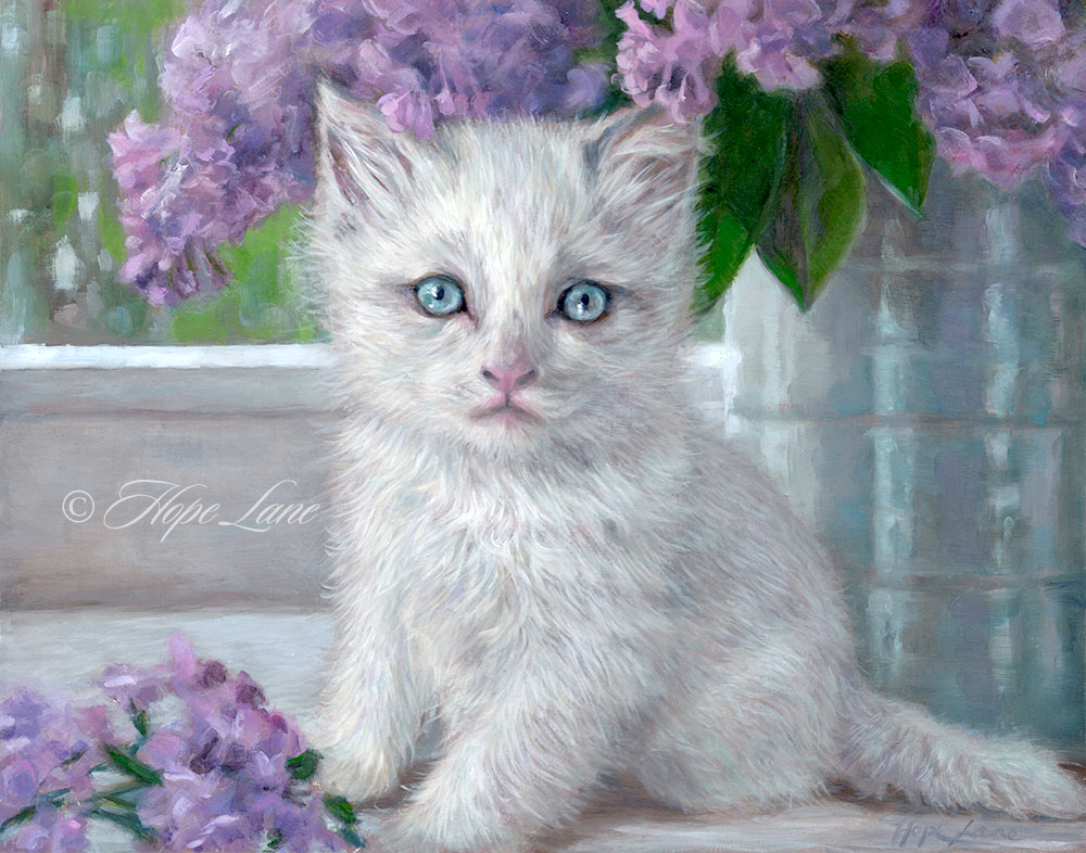 Finished Painting of a White Kitten